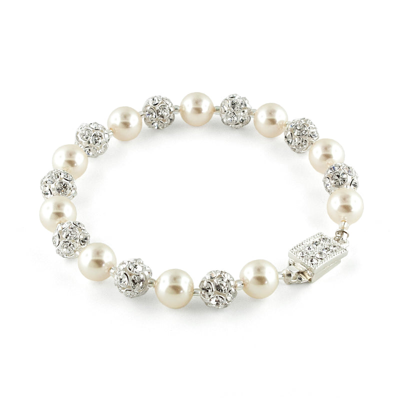 Pearl Bracelet with Rhinestone Beads