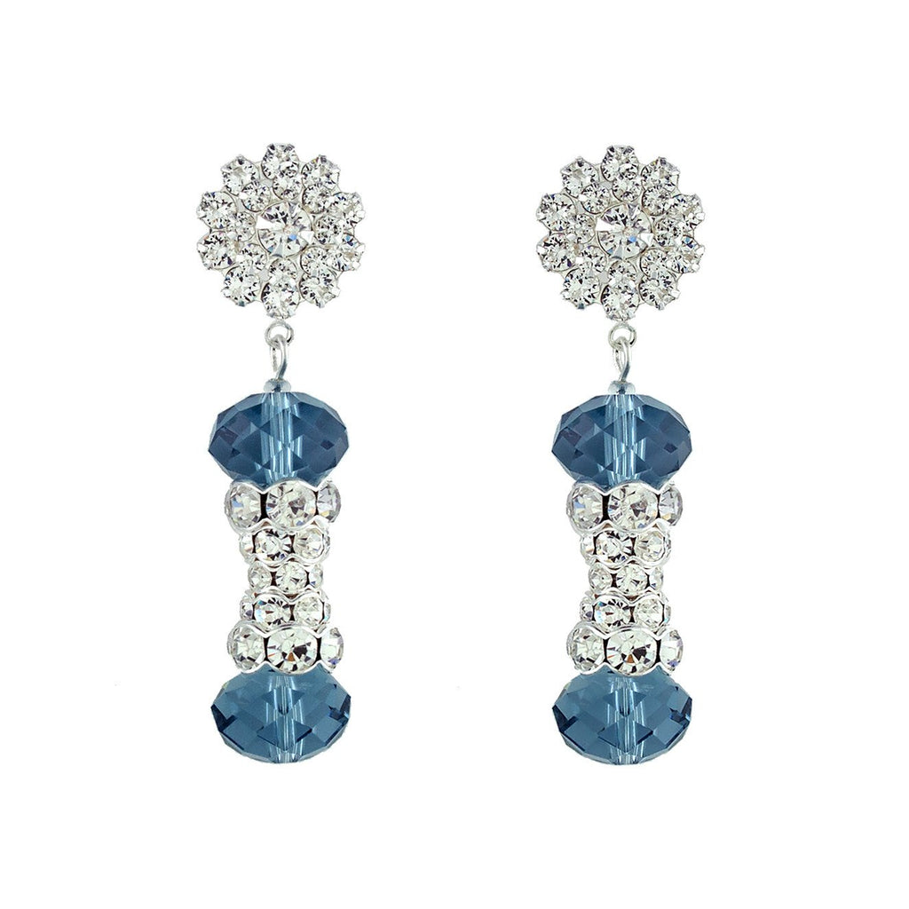 Crystal Embellished Statement Earrings - Blue