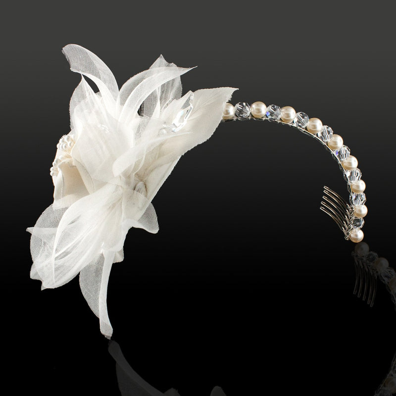 Pearl & Crystal Headband with Flower
