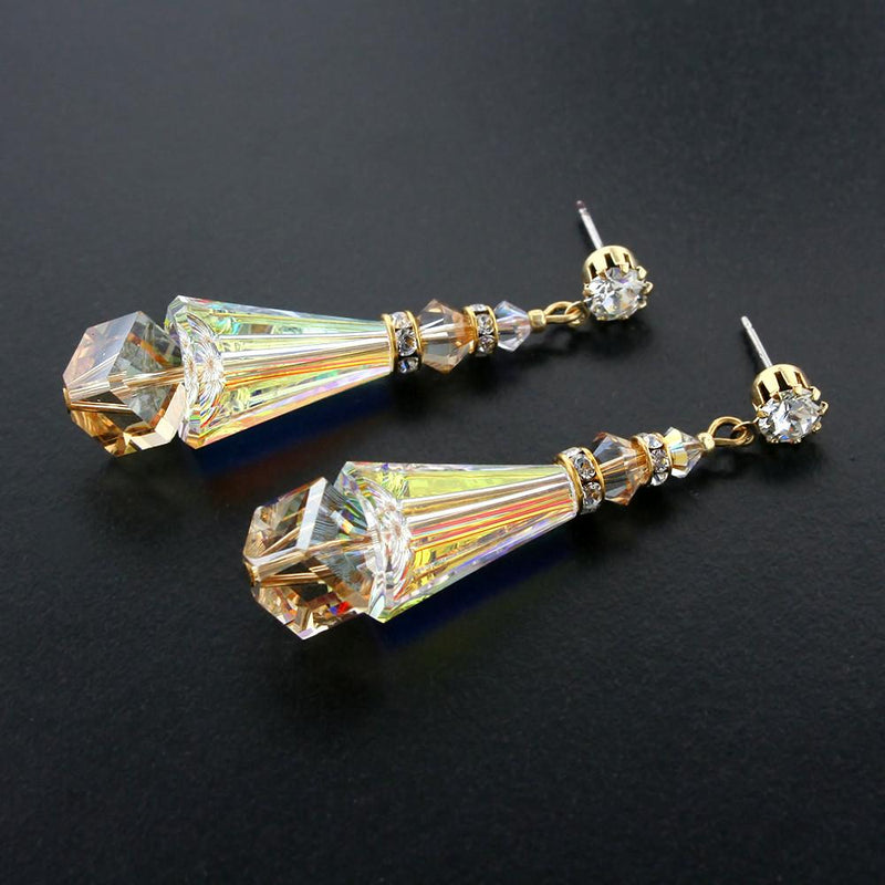 Multi-Color Crystal Cone Earrings