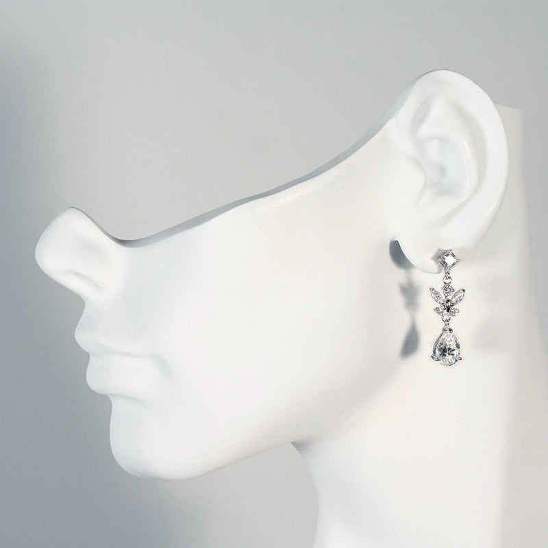 1" CZ Drop Earrings on mannequin