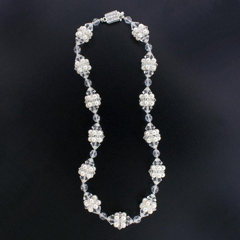 Crystal & Pearl Cluster Necklace