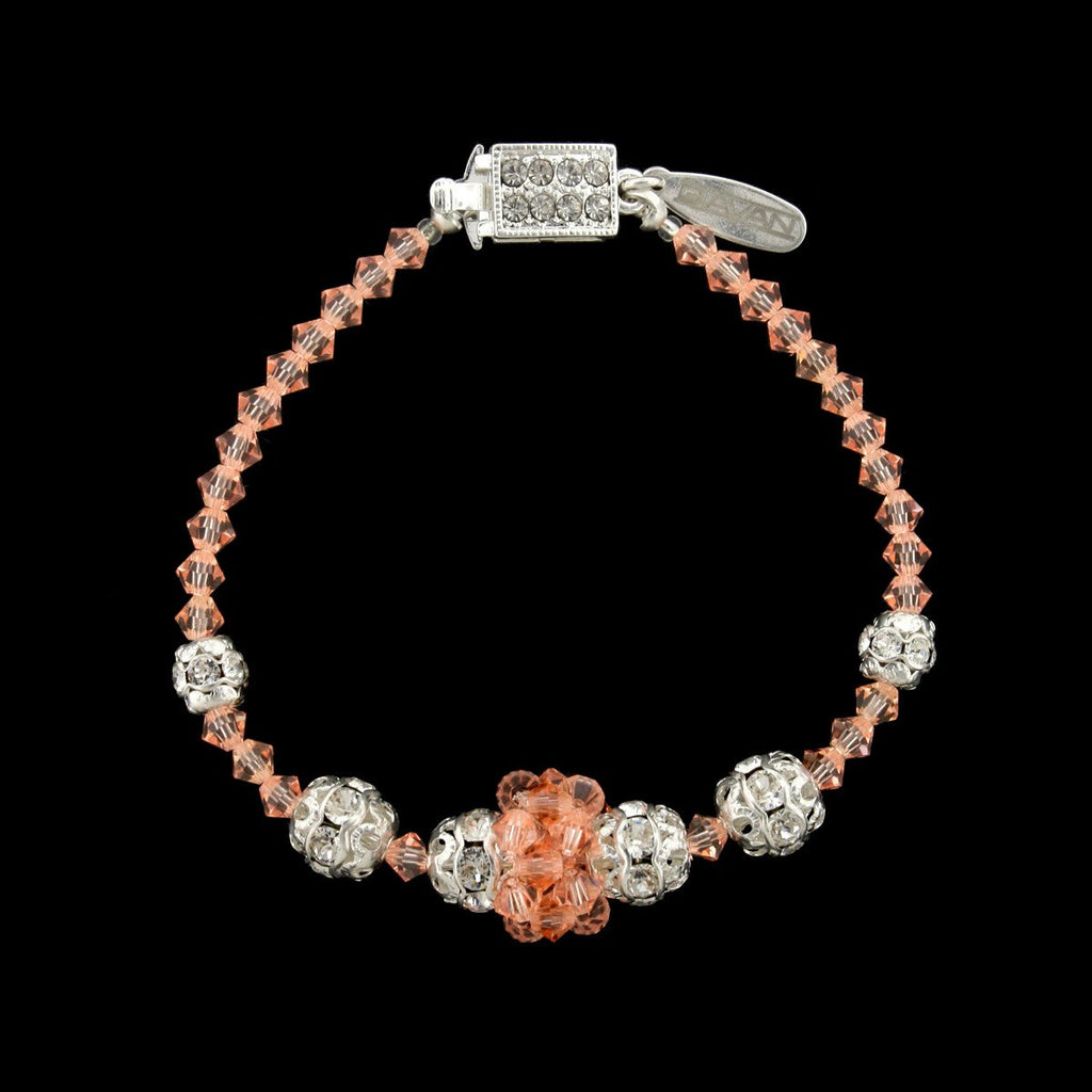 Peach Crystal Bracelet with Center Cluster