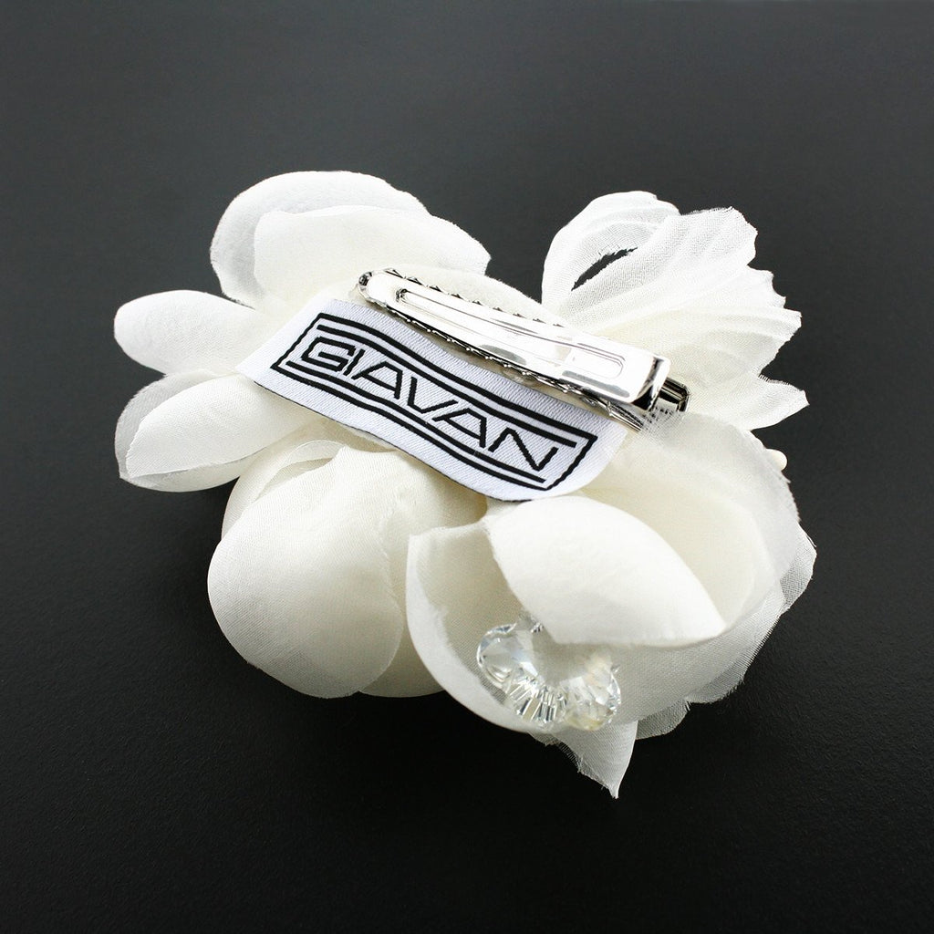 Silk Flower Hairclip with Crystal Accents – Giavan