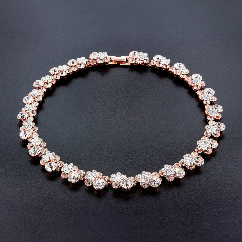 Rose Gold Crystal Cluster Necklace