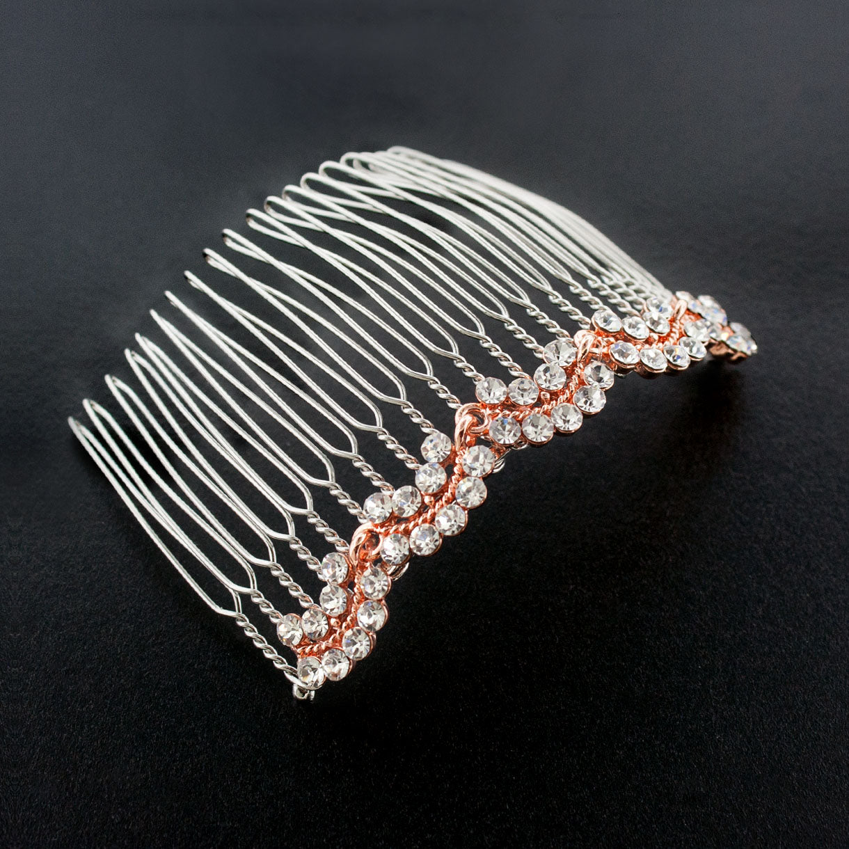 Bridal Haircomb with Rhinestone Clusters – Giavan display picture 2