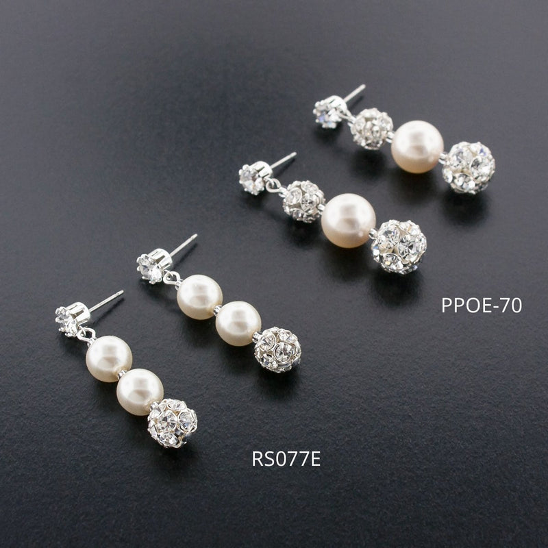 Pearl Earrings with Rhinestone Beads