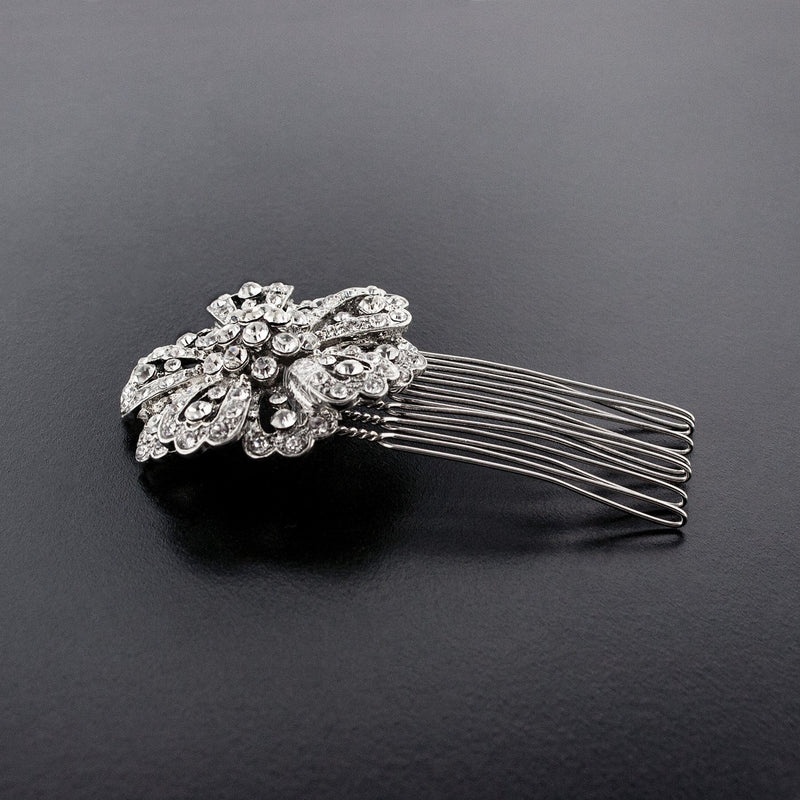 Round crystal haircomb - side view