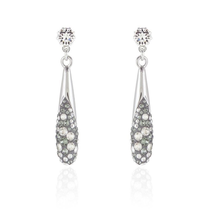 Crystal Studded Fluid Drop Earrings - silver