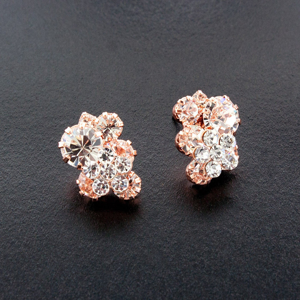 Rose Gold Crystal Cluster Earrings