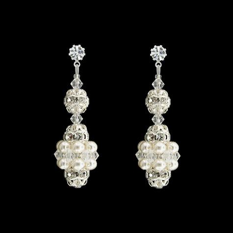Pearl & Crystal Bridal Earrings - white pearls