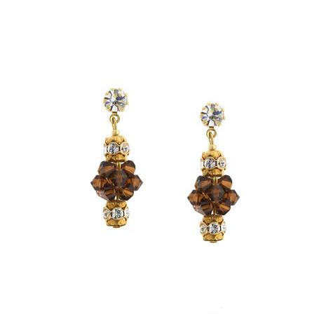 Brown single cluster earrings