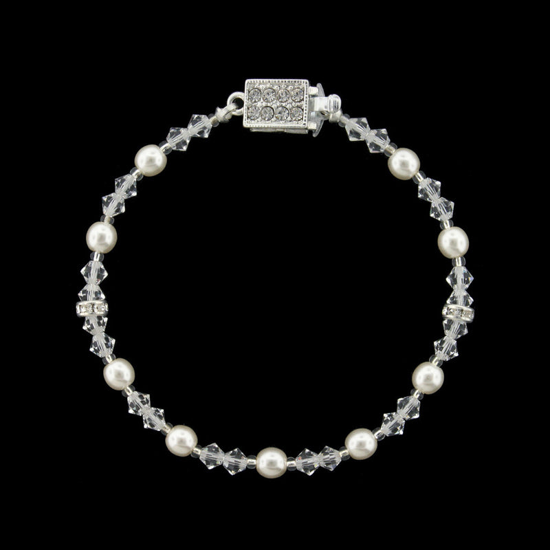 Beaded Pearl & Crystal Bridal Bracelet