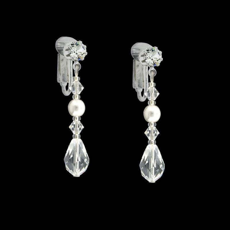 Crystal Drop Earrings with Pearl Center