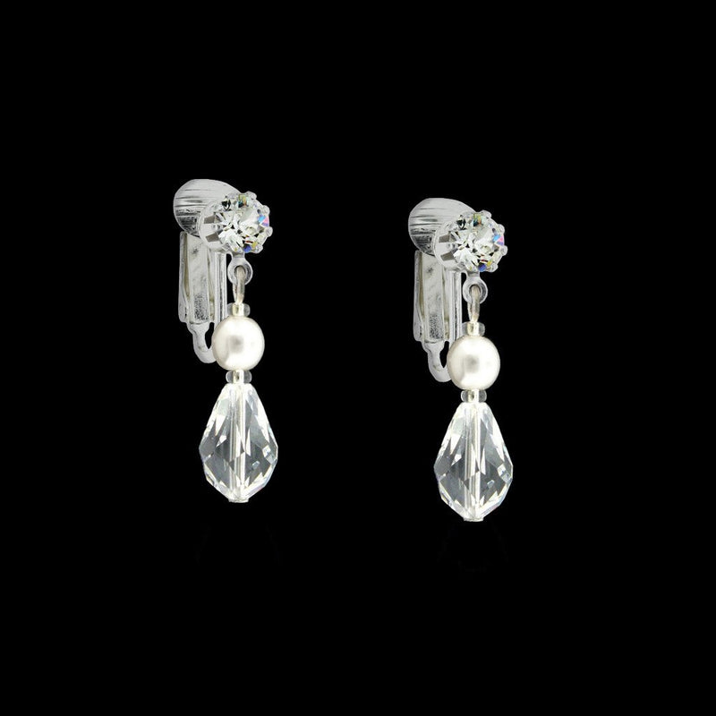 Crystal Drop Earrings with Pearl Center