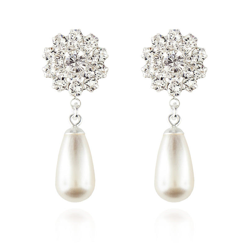 Pearl Teardrop Earrings - Silver
