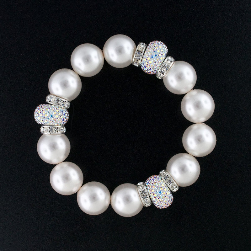 Pearl & Pavé Charm Stretch Bracelet