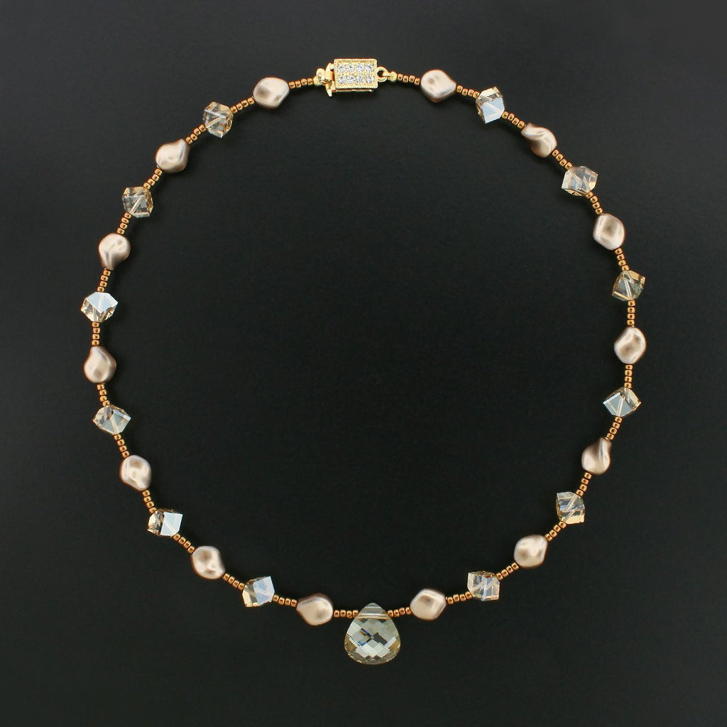 Champagne Necklace with Petal-Shaped Drop
