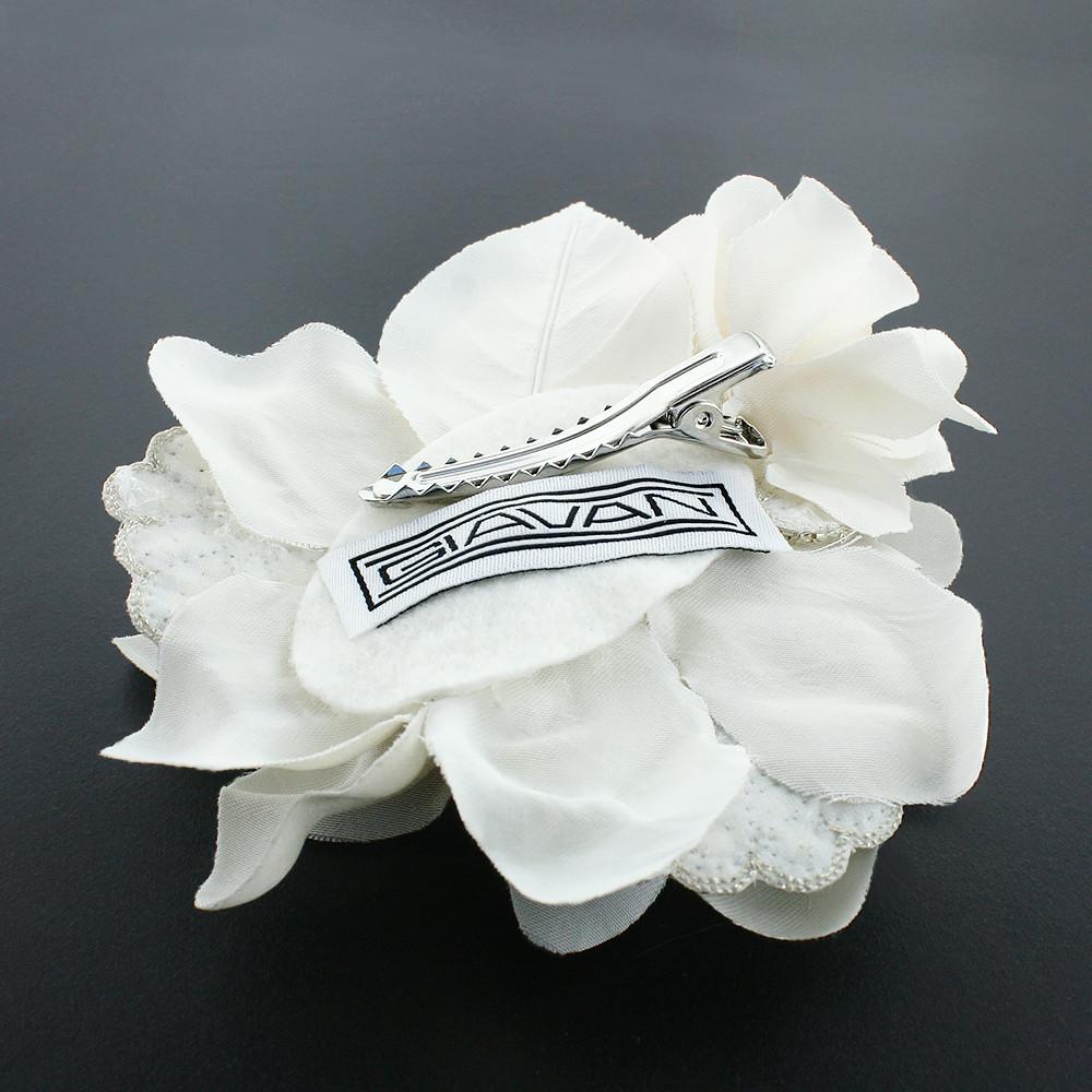 Silk Flower Hair Clip with Crystal Appliques – Giavan display picture 1