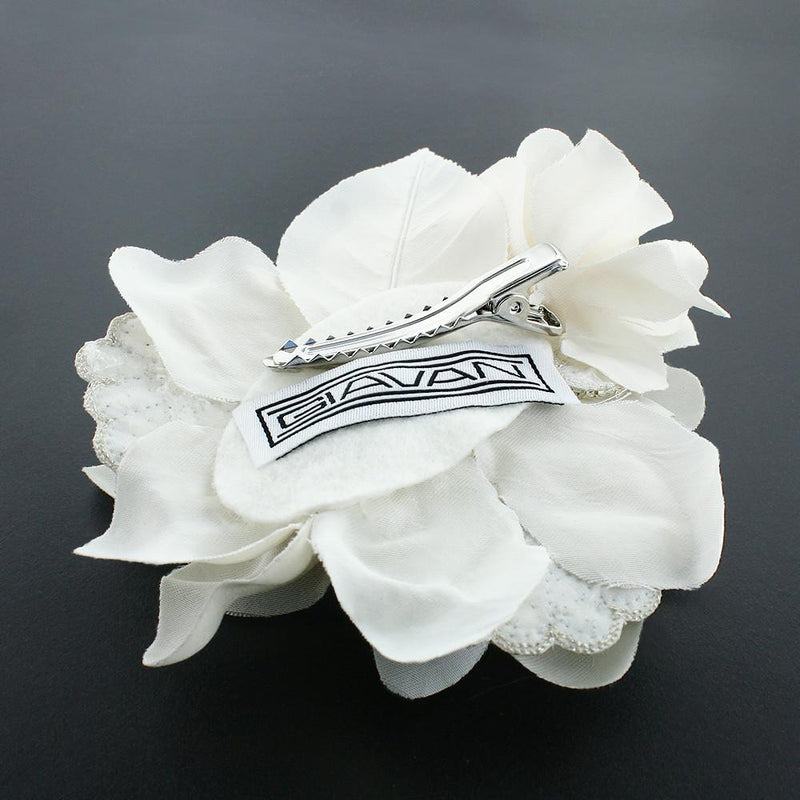 Silk Flower Hair Clip with Crystal Appliques