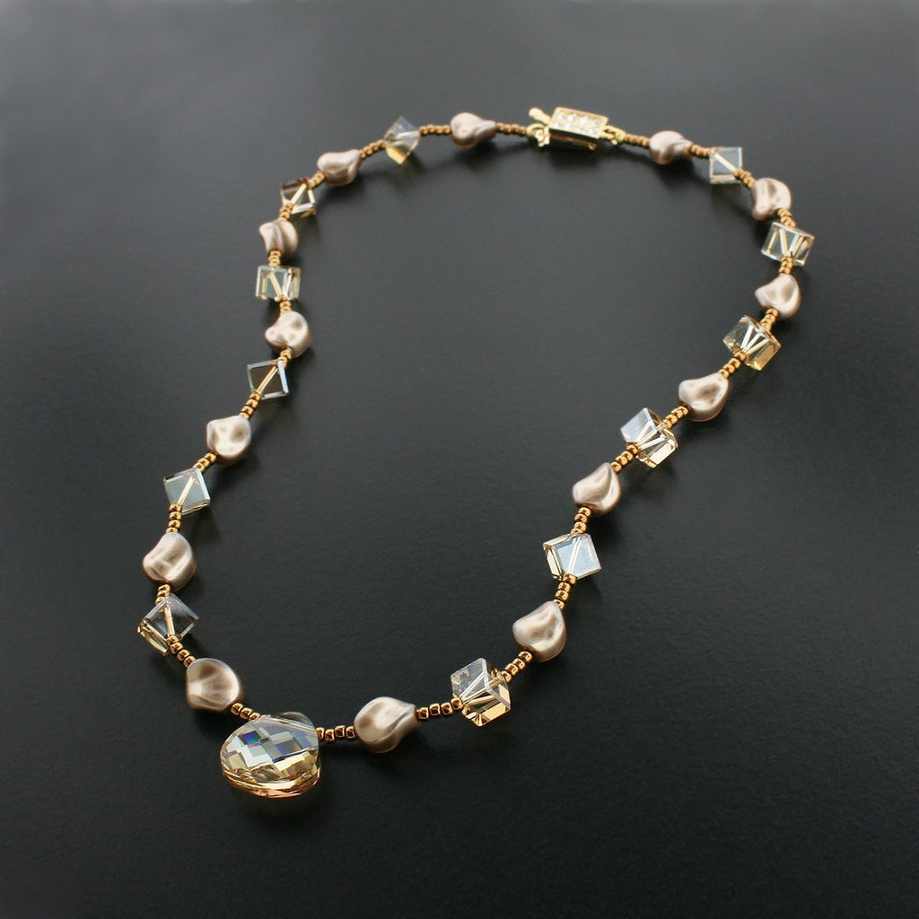 Champagne Necklace with Petal-Shaped Drop