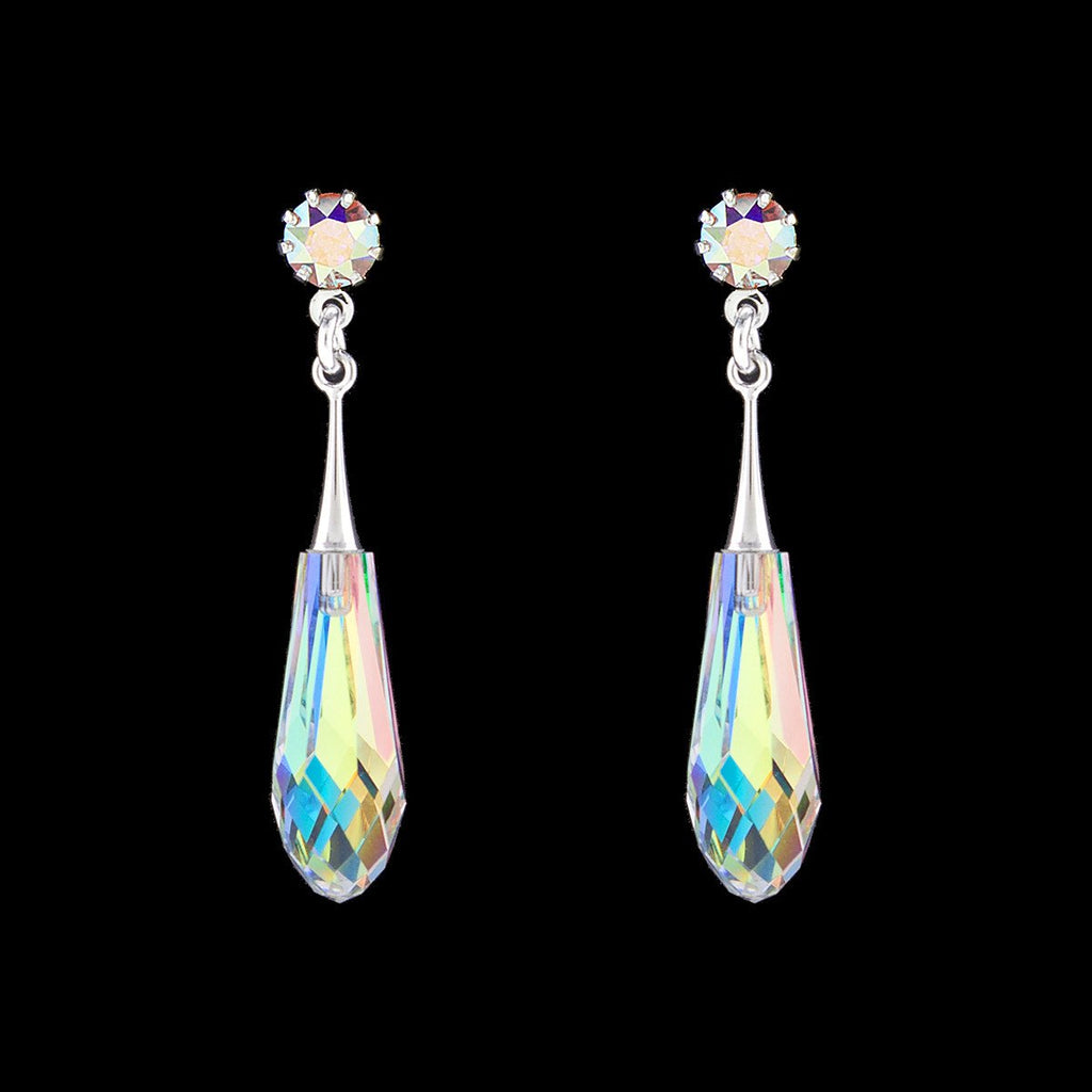 Sleek iridescent crystal drop earrings