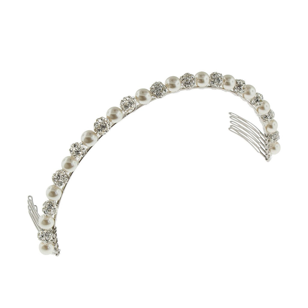 Pearl Headband with Rhinestone Beads