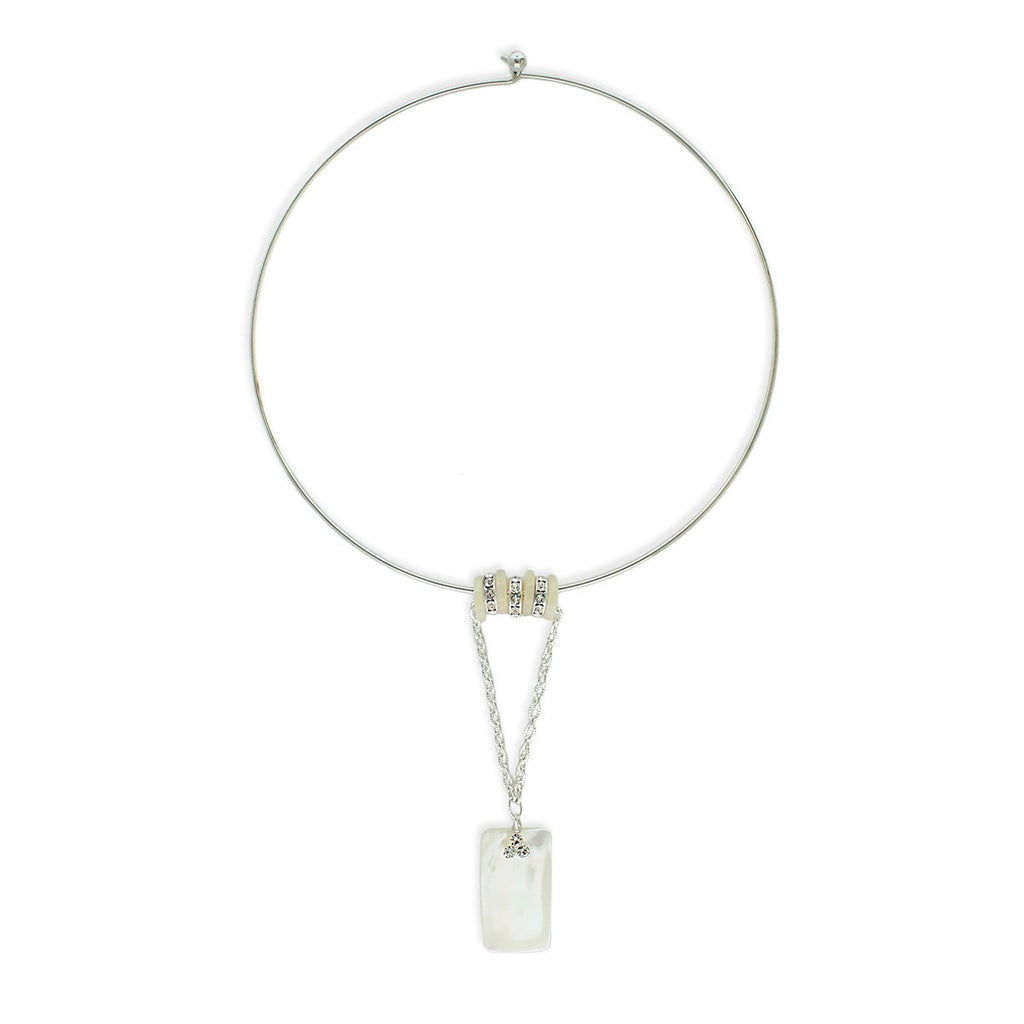 Mother of Pearl Choker Necklace with Pendant